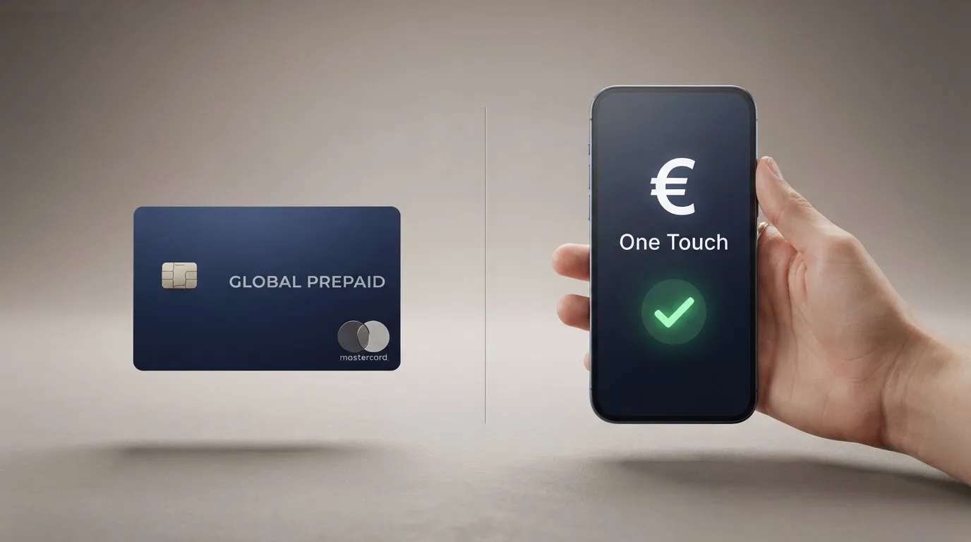 Twee AstroPay-betaalopties naast elkaar op een scherm: een prepaid kaart en de One Touch e-wallet