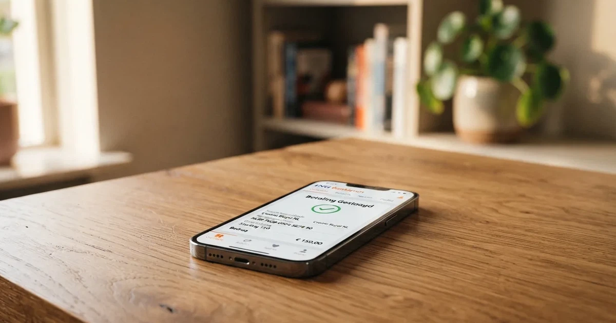 Smartphone met de Revolut-app naast een betaalvenster van een online casino