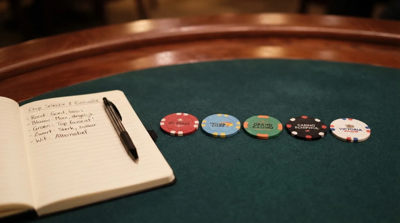 Vergelijkingstabel van online casino's met kolommen voor vergunning, bonus en vergunninghouder
