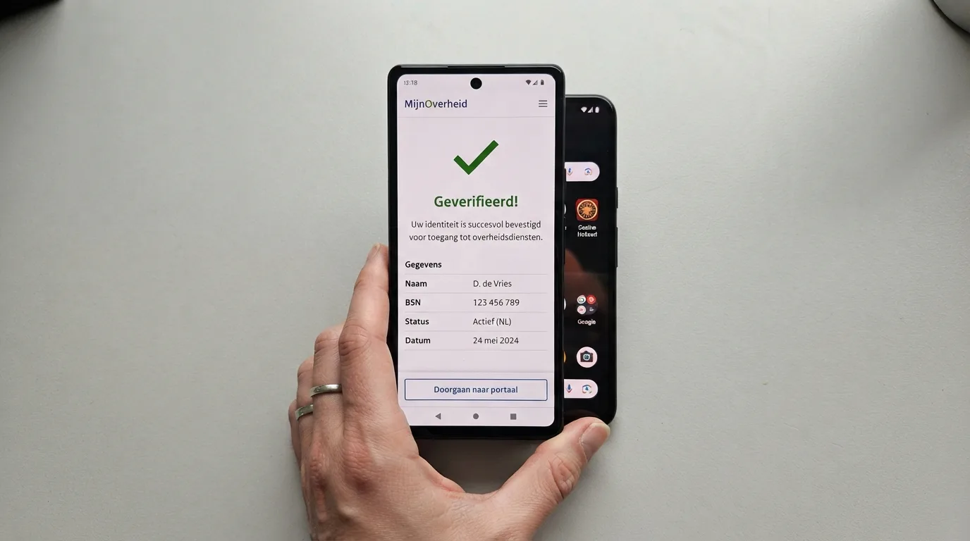 Het Ksa-vergunningregister op het scherm van een Android-telefoon, naast een casino-app