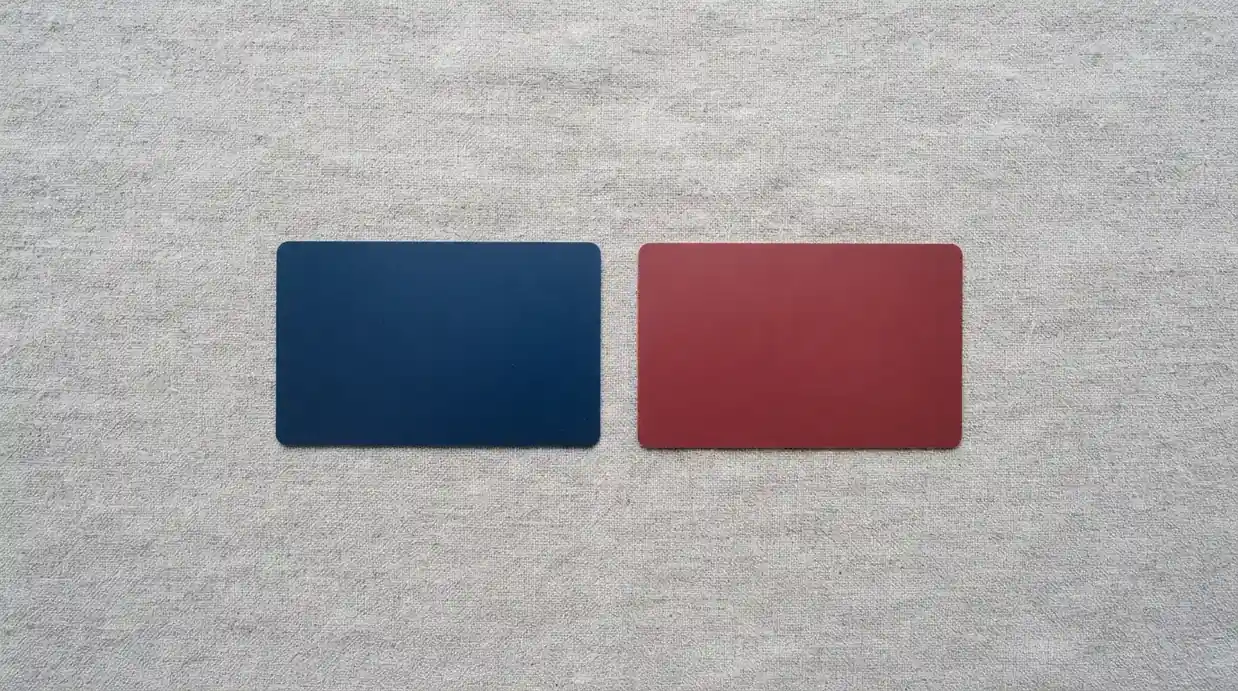 Een creditcard en een debitcard liggen naast elkaar op tafel