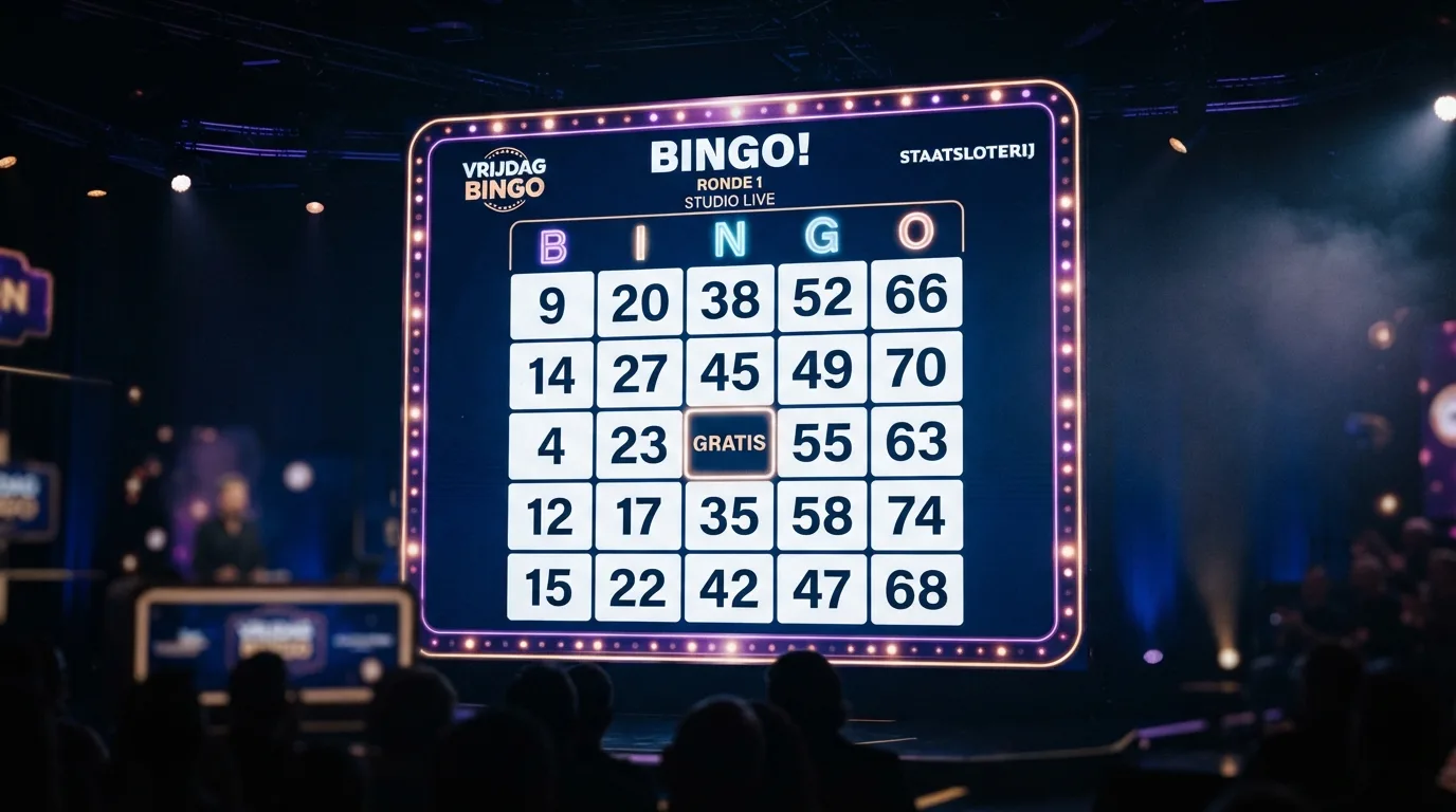 De 5×5-kaart van Mega Ball met 24 genummerde vakjes en een vrij middenvak