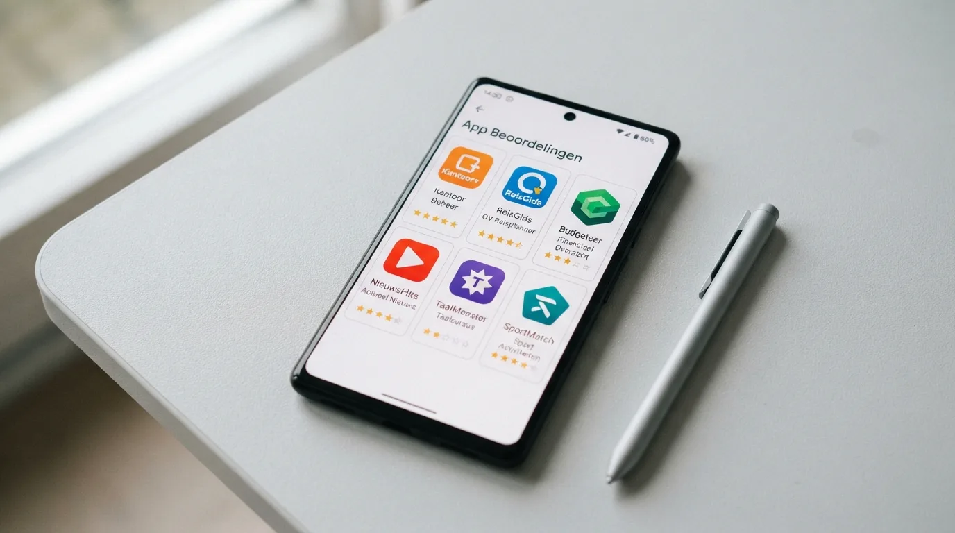 Overzicht van meerdere Nederlandse casino-app-iconen op een telefoonscherm, gerangschikt met sterbeoordelingen ernaast
